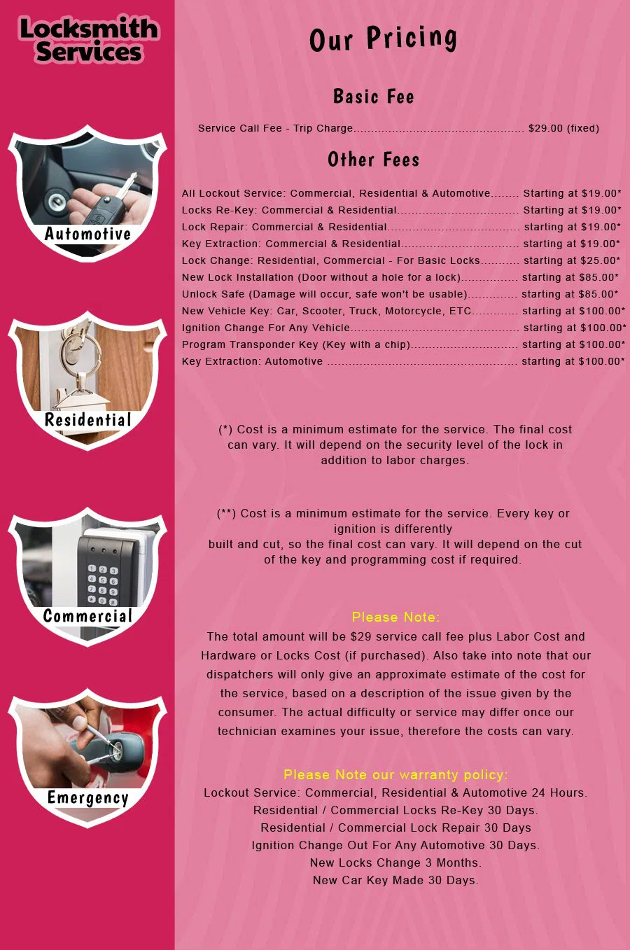 South Hackensack NJ Locksmith Store South Hackensack, NJ 201-408-0430 - price-list-c-18